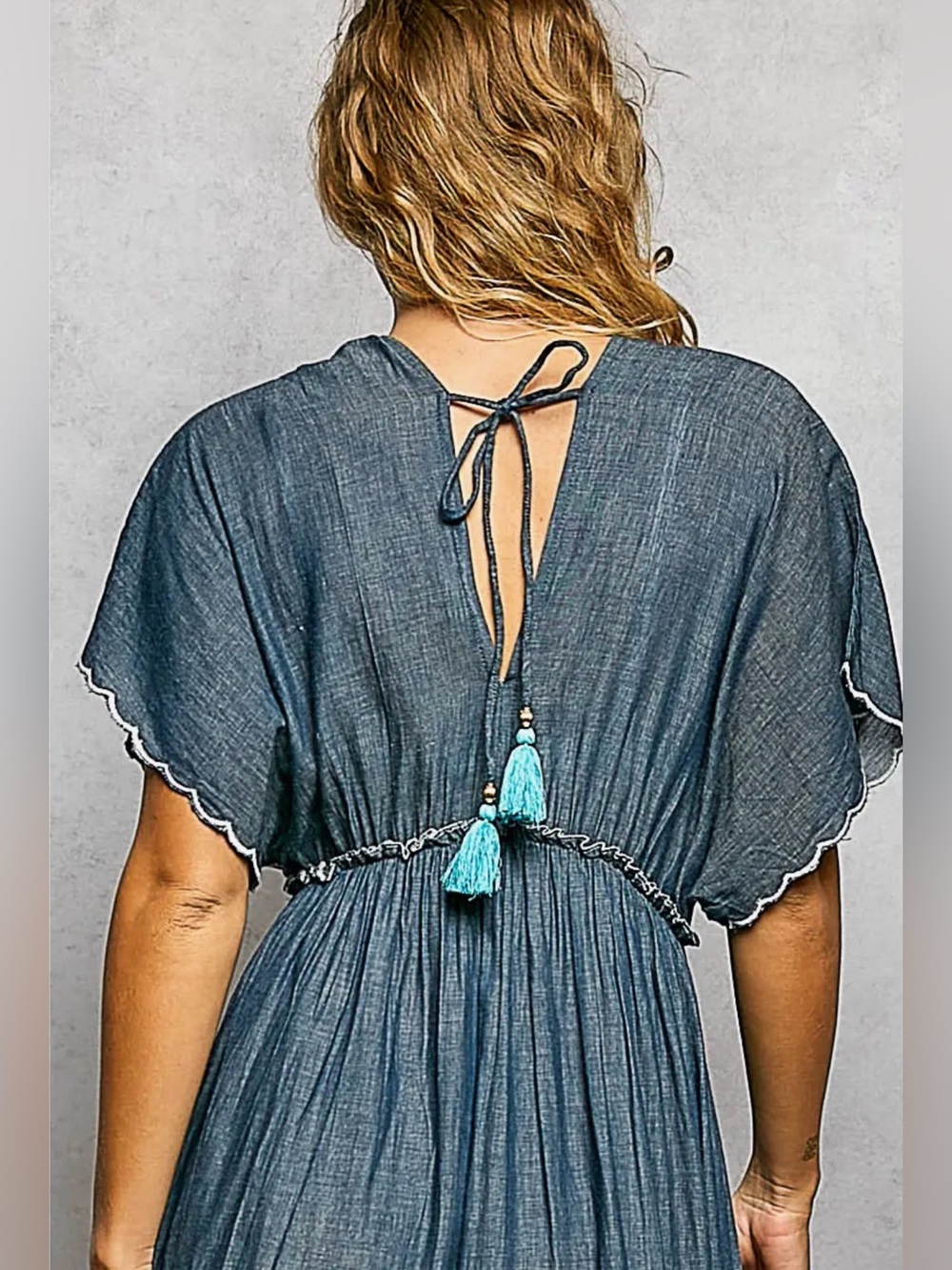 POL Blue Embroidered Tiered Maxi Dress - Picture 6 of 7